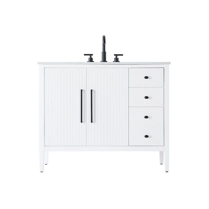 Elegant Kitchen and Bath 42 inch Single Bathroom Vanity in White