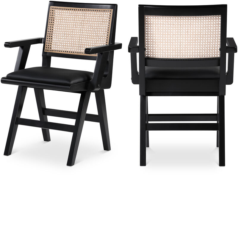 Meridian Furniture Abby Black Vegan Leather Dining Arm Chair, Set of 2 image number 0