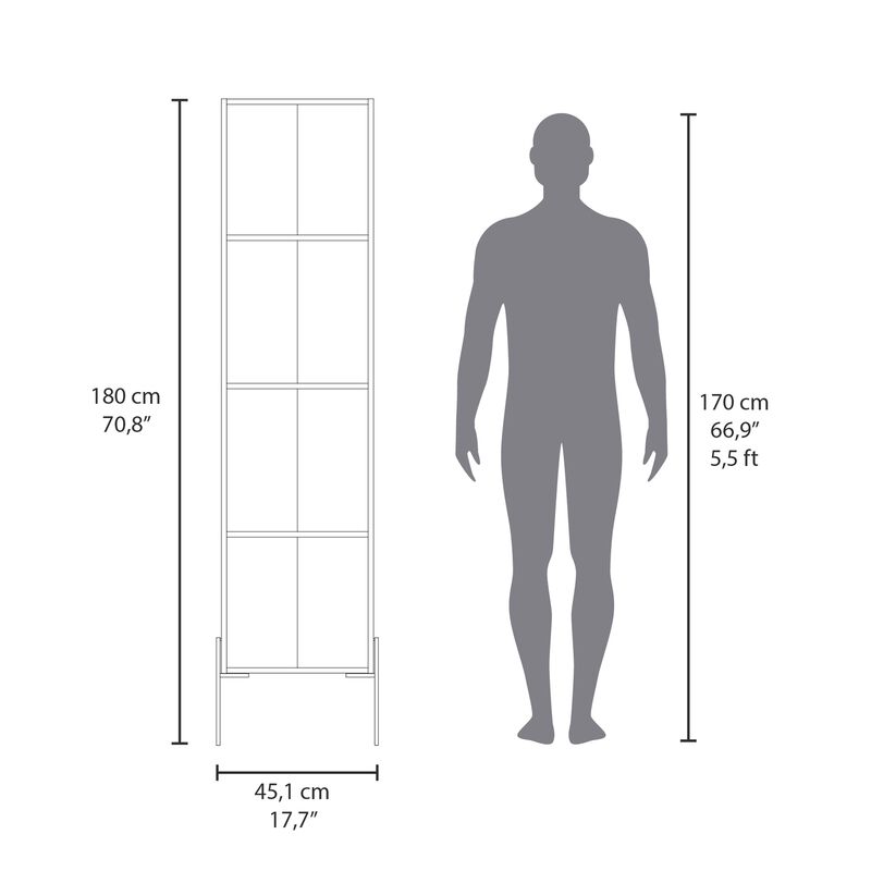 Quinby Linen Cabinet 70.8" H, with 1 Door and 4 Shelves, Matt Gray