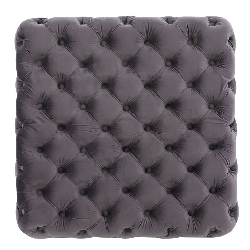 Streamdale Modern Velvet Glam Ottoman with Diamond Stitching image number 6