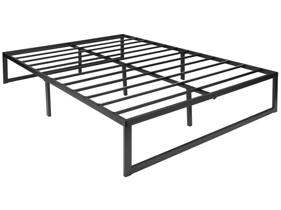 Flash Furniture Bentley 14" Metal Platform Bed Frame - Black Frame/Steel Slat Supports - 12.5" Underbed Storage - No Box Spring Needed - Quick Lock Functionality-Full