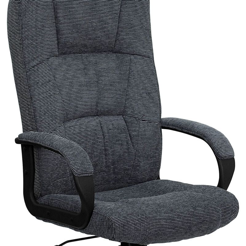 Rochelle High Back Gray Fabric Executive Swivel Office Chair with Arms image number 2