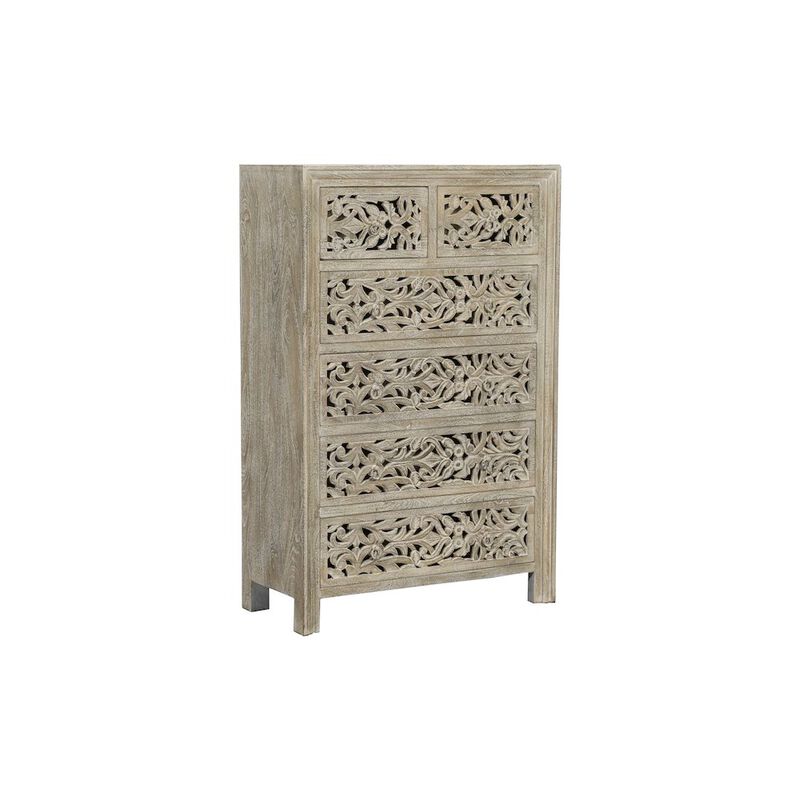 Taran Designs Calista 6-drawer Floral Carved Solid Wood Chest