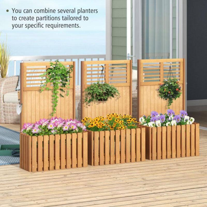 Hivvago Wooden Raised Garden Bed with Privacy Screen