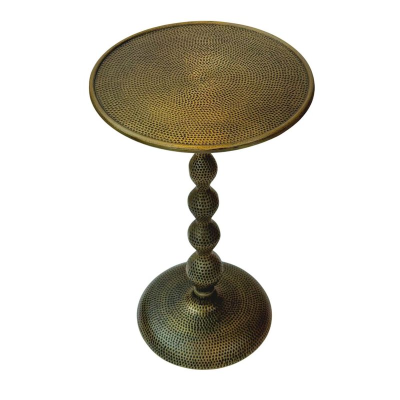 Carolina Chair & Table Pearson Hammered Dimple Metal Side Table - Antique Brass
