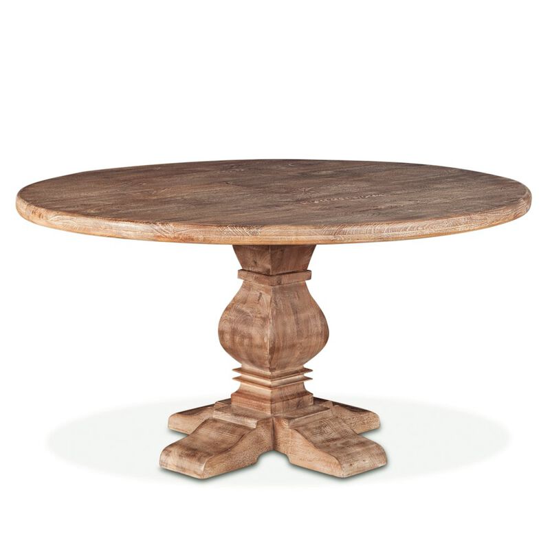 World Interiors Pengrove 54-Inch Round Mango Wood Dining Table in Antique Oak Finish