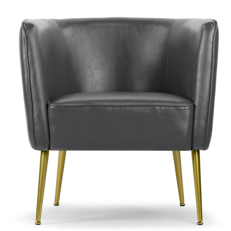 Glamour Home Avian Gray Faux Leather Accent Chair with Decorative Stitching