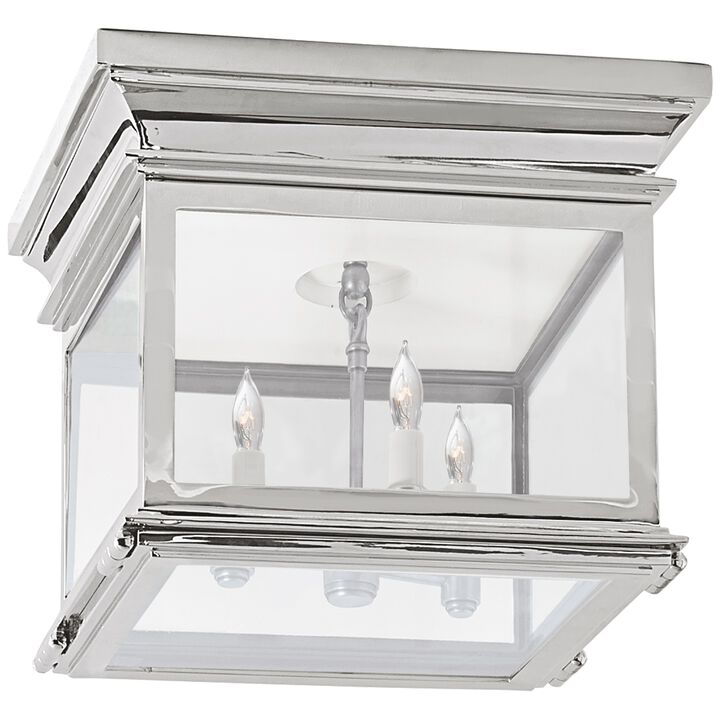 Club Small Square Flush Mount in Polished Nickel