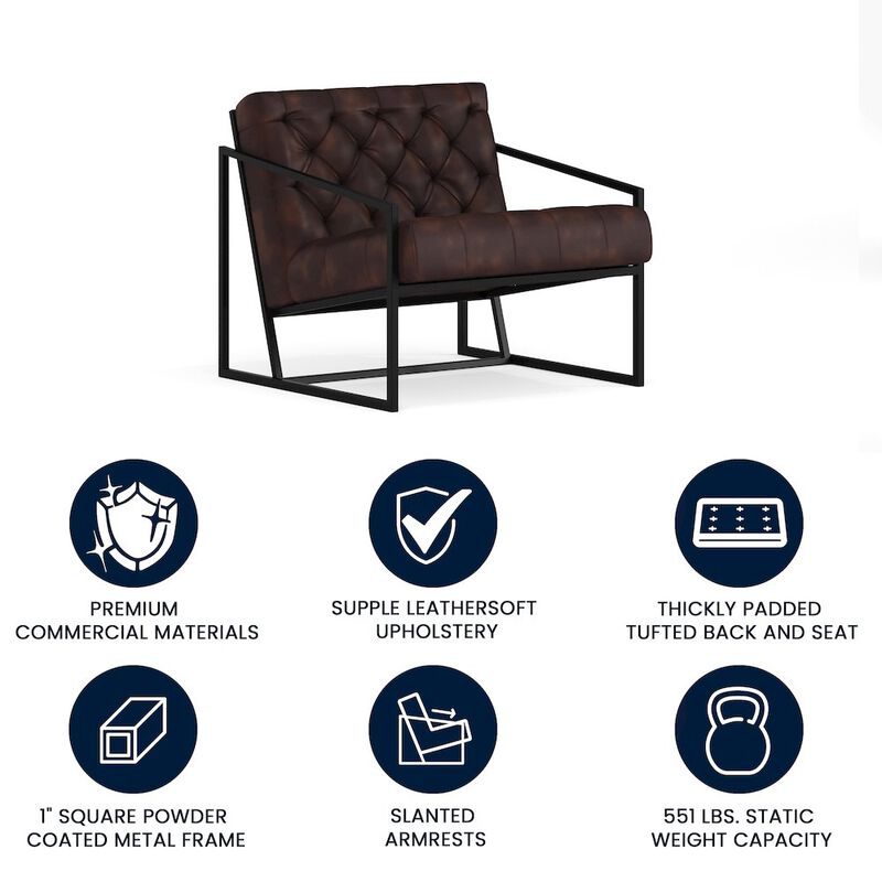 Flash Furniture Madison Bomber Jacket LeatherSoft Tufted Lounge Chair image number 7