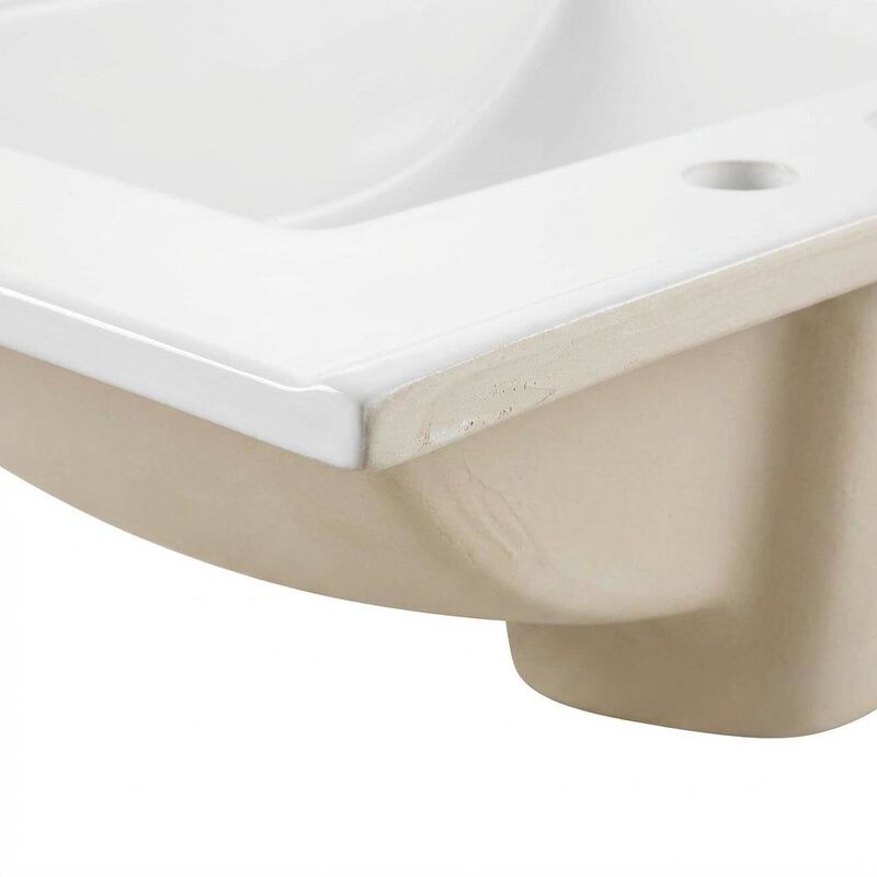 White 24-Inch Ceramic Bathroom Sink Top, Centerset Faucet Holes image number 3