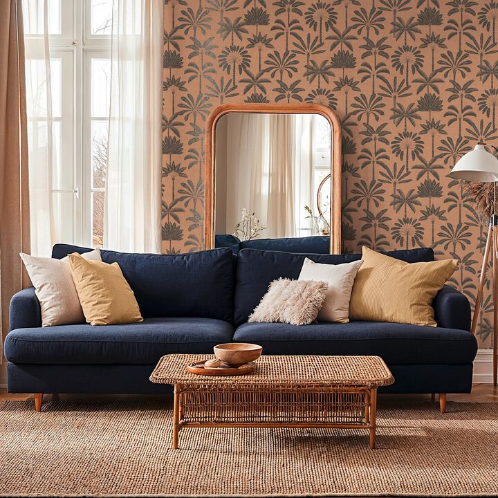 Havana 2 Tree Leaf Orange Wallpaper HV41088