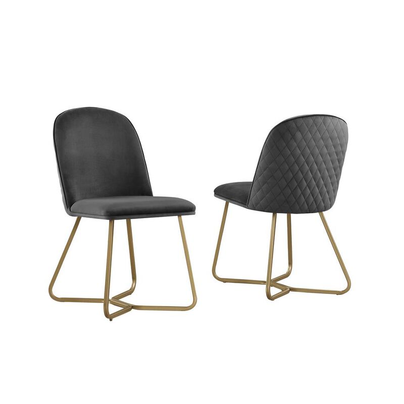 Dark Grey velvet side chairs - Set of 2