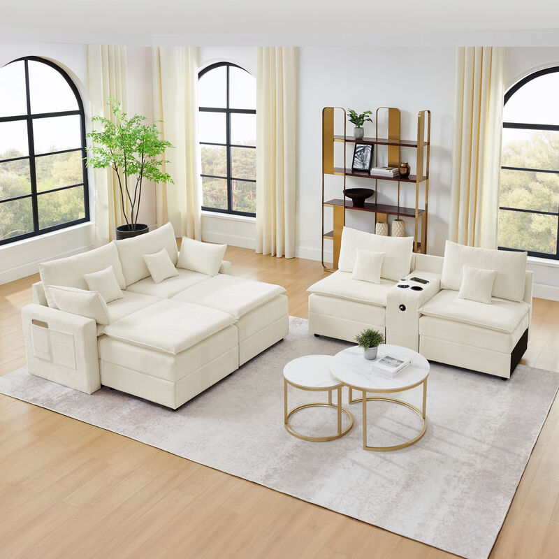 Gukkok 143.8" Spacious U-Shaped Modular Sectional Sofa image number 8