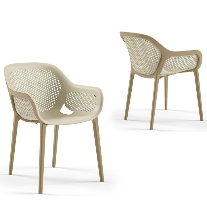 Omax Decor Atra Resin Patio Dining Chair in Coffee - (Set of 2)