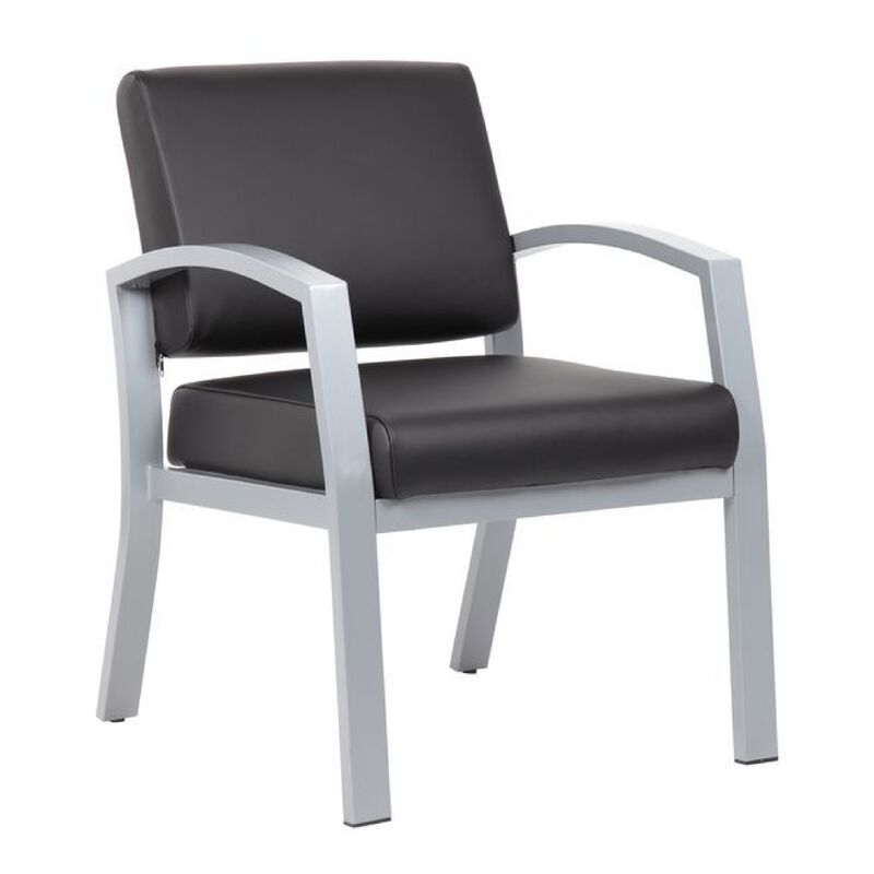 Reception Chair, Brushed Nickel Aluminum, Black Antimicrobial Vinyl image number 0