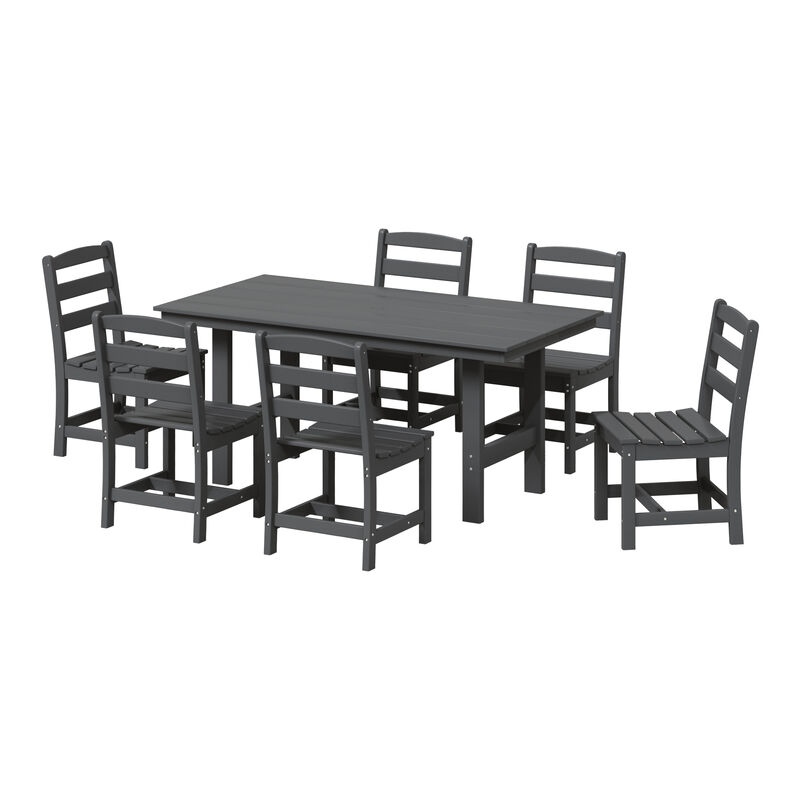 WestinTrends 7-Piece HDPE Outdoor Rectangular Patio Dining Table Set with Side Chairs