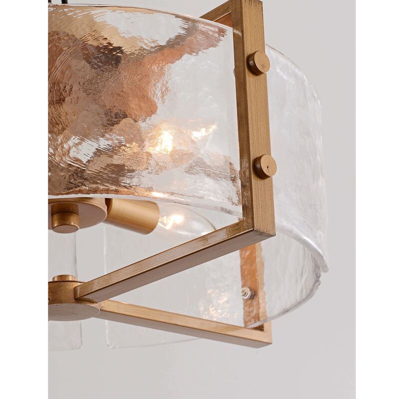Lark 4-Light Metal Frame Textured Glass Panels Flush Mount image number 3