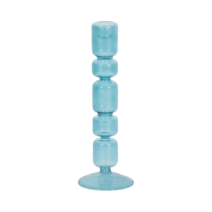 10" Mixed Bubble Taper Candleholder, Blue