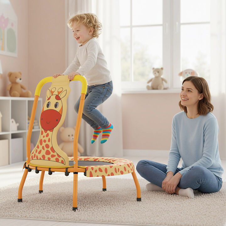 Mini Trampoline for Toddlers, Foam Handle with Protective Padding