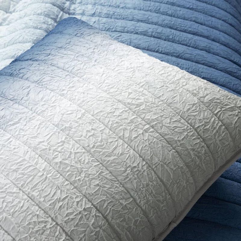 Hivvago Navy Blue Grey Lightweight Wrinkle Fabric Quilt Set