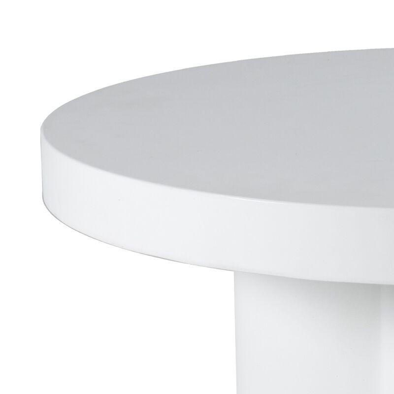 Cid Run Coffee Table, White Concrete, Abstract Base, Round 30 Inch Top - Benzara image number 3