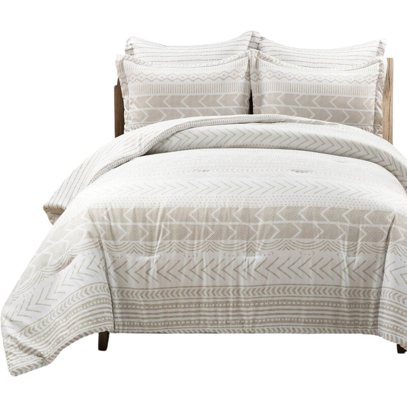 Scandinavian Chevron 5-Piece Lightweight Comforter Set &ndash; Soft Bedding with Pillow Shams