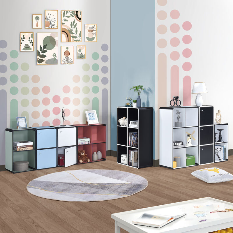 Kings Brand Furniture Dothan Wood 4-Cubed Open Bookcase - Storage Shelf Organizer Bookshelf