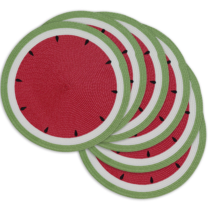 Set of 6 Red and Green Summer Day Watermelon Placemat  14.75"
