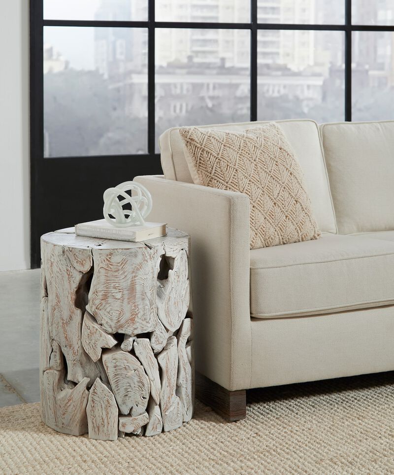 One Teak Slice Square End Table in Bleached Teak