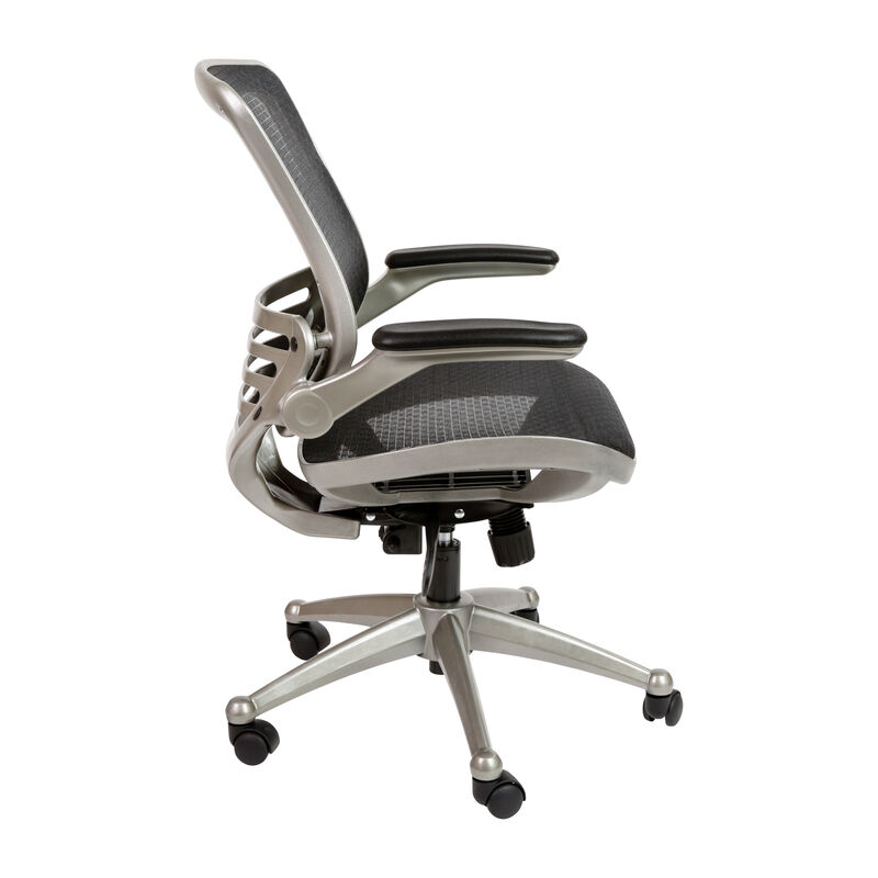 Warfield Mid-Back Transparent Black Mesh Executive Swivel Office Chair with Melrose Gold Frame and Flip-Up Arms image number 9