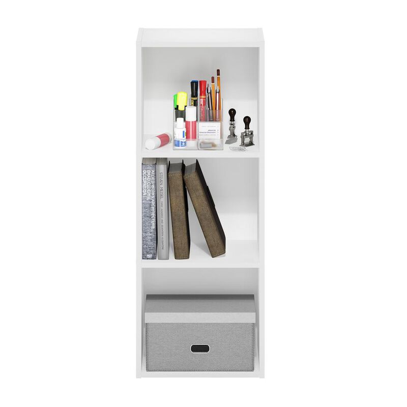 Furinno Pasir 3-Tier No Tool Assembly Open Shelf Bookcase, White