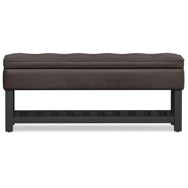 Simpli Home Cosmopolitan Storage Ottoman Bench with Open Bottom