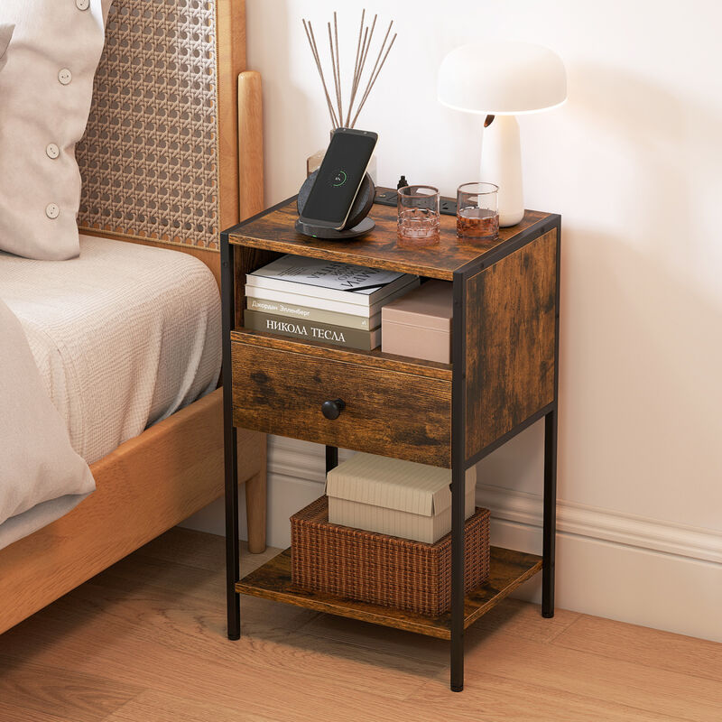 Modern Nightstand with Charging Station, USB Ports and Electrical Outlets image number 6
