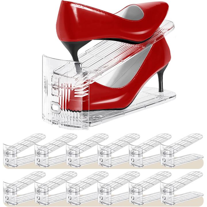 Pants Hangers With Clips,Space Saving Hanging Closet Organizer-6 Tiers Skirt Han