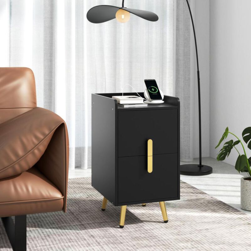 Hivvago Nightstand Side Tables with 2 Drawers and 2 USB Ports