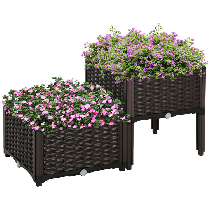 Hivvago Self-Watering Raised Garden Bed 2-Piece Planter Set