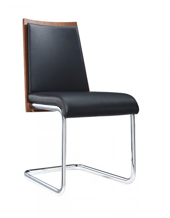 HomeRoots Set of Two Black and Silver Upholstered Faux Leather Dining Parsons Chairs