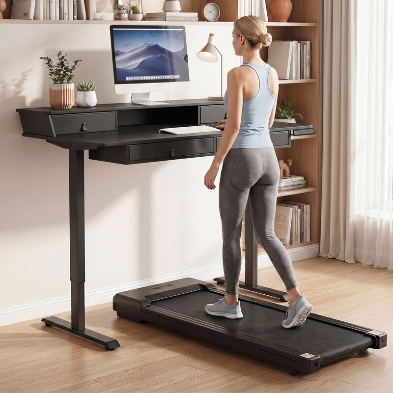 Electric Height Adjustable Standing Desk with Storage Drawers image number 1