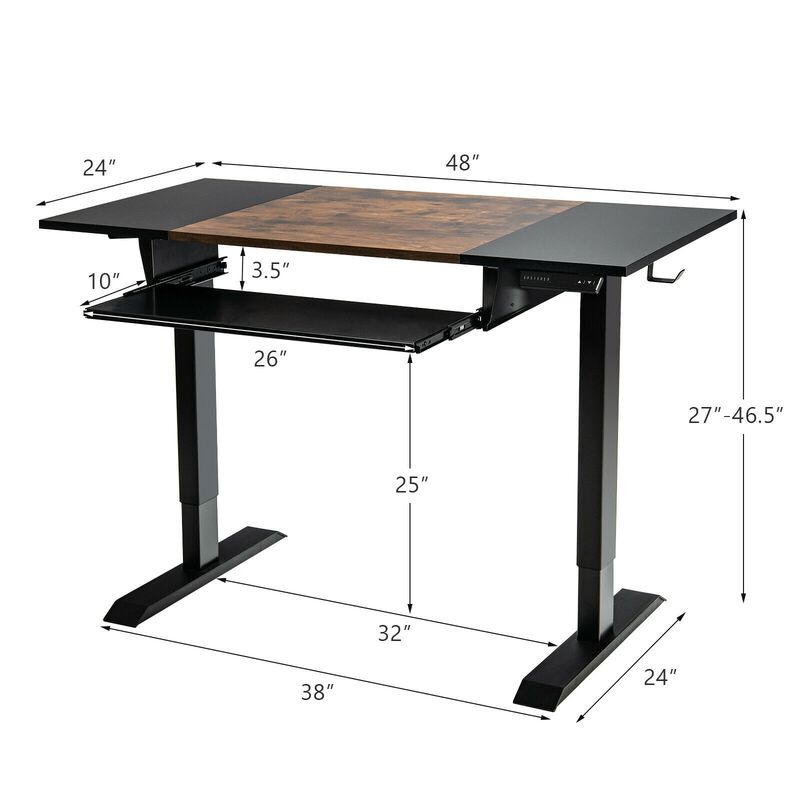 48 Inch Electric Sit to Stand Desk with Keyboard Tray