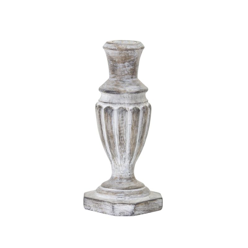 HomeRoots Set of Four White Washed Resin Tabletop Candle Sticks image number 4