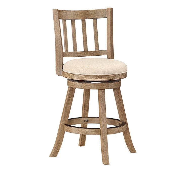 Adam Solid Wood Swivel Counter Stool, Slatted Back