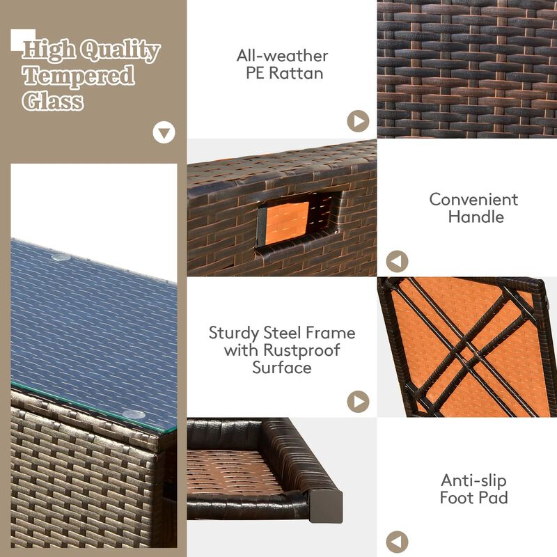 Mondawe 8 Pieces Patio Space-Saving Rattan Furniture Set with Storage Box and Waterproof Cover