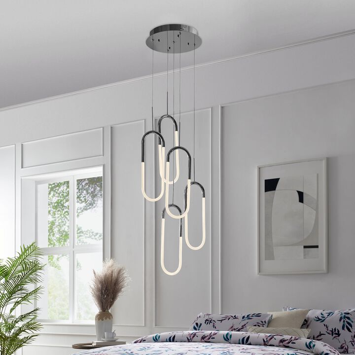 Five Clips Chandelier Chrome Silicone Integrated LED Dimmable