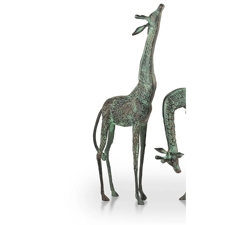 Spi Home Verdigris Finish Cast Aluminum Treetopper Giraffes Garden Sculpture