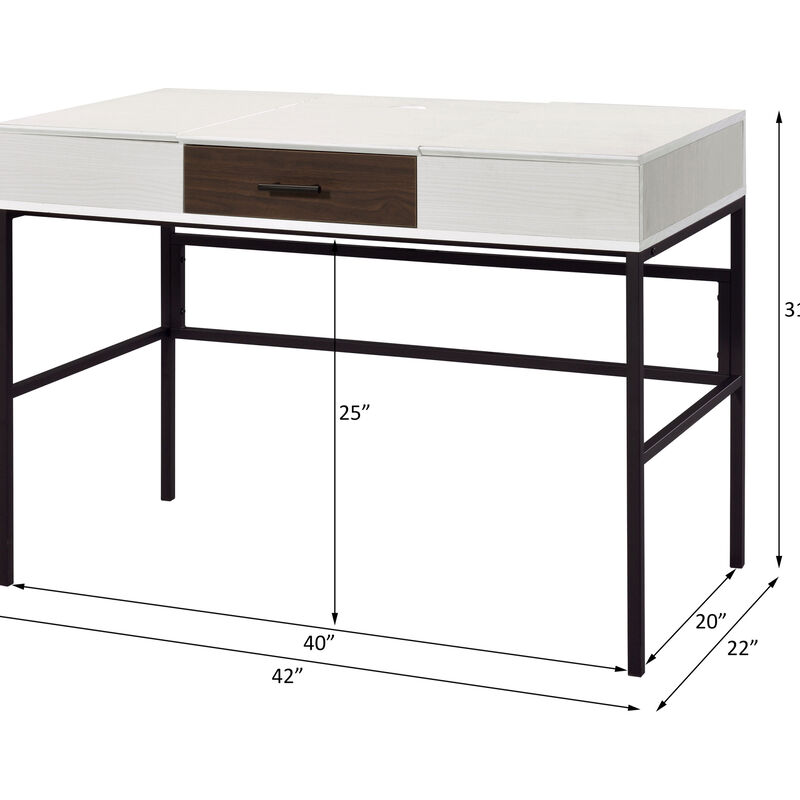 GOODSILO Modern Writing Desk with USB Charging and Storage Drawer for Home Office Workspace Organization image number 2