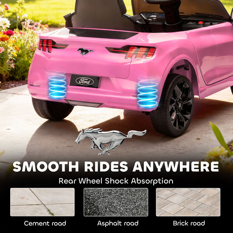 BreeBe 12V Kids Ride On Car, Licensed Ford Mustang Mach-E Electric Car with Remote Control, LED Light, Music image number 7