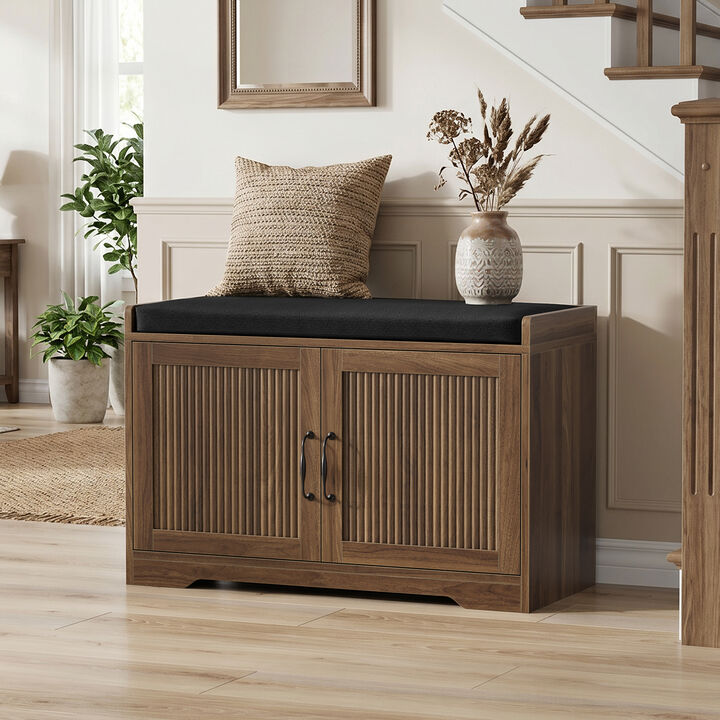 Dempal entryway shoe storage bench