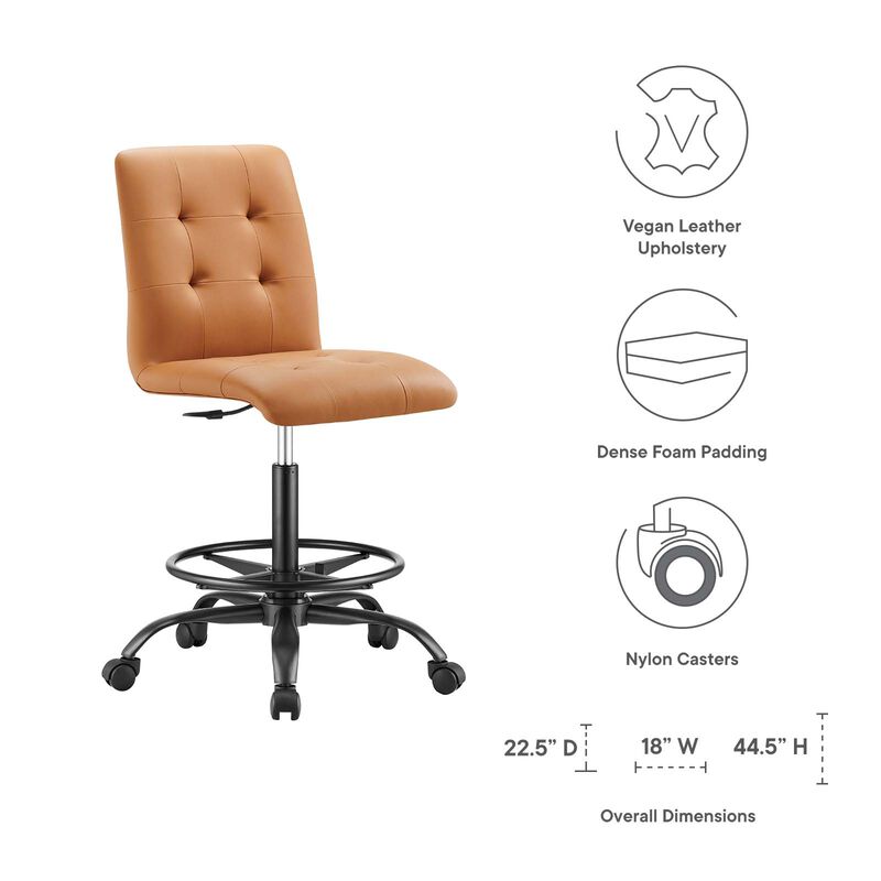 Modway Furniture - Prim Armless Vegan Leather Drafting Chair Black image number 6