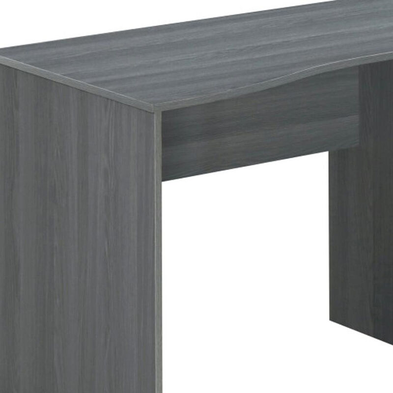 HomeRoots 51" Gray Wood Pedestal Computer Desk With Three Drawers image number 3