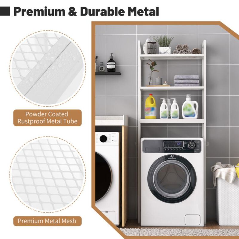 Hivvago Over-The-Toilet Storage Shelf Space Saving Metal Bathroom Organizer Hooks